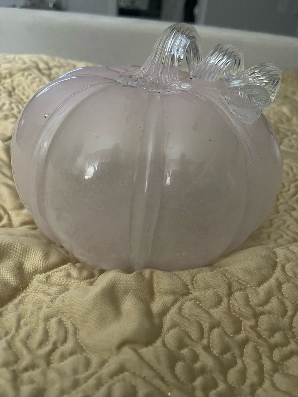 Hand-Blown Glass Pumpkin Accent - Pale Pink